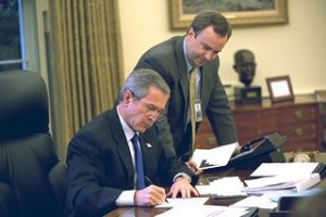 Scott McClennan with Pres. George W. Bush. Image courtesy of the White House.